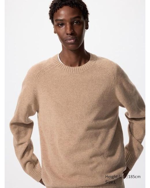 Uniqlo Natural Lambswool Crew Neck Jumper for men
