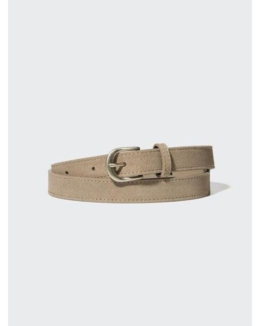 Uniqlo White Suede Long Belt for men