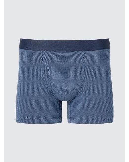 Uniqlo Blue Cotton Boxer Briefs (Striped) for men
