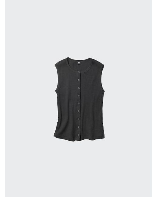Uniqlo Black Button-Down Top (Sleeveless)