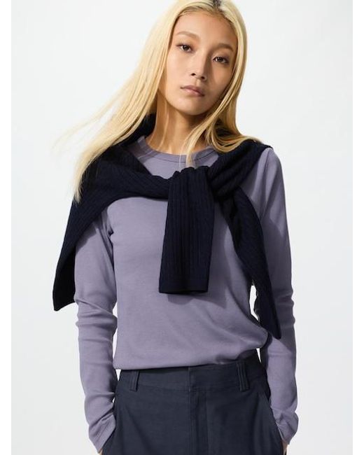 Uniqlo Blue Soft Ribbed T-Shirt (Long Sleeve)
