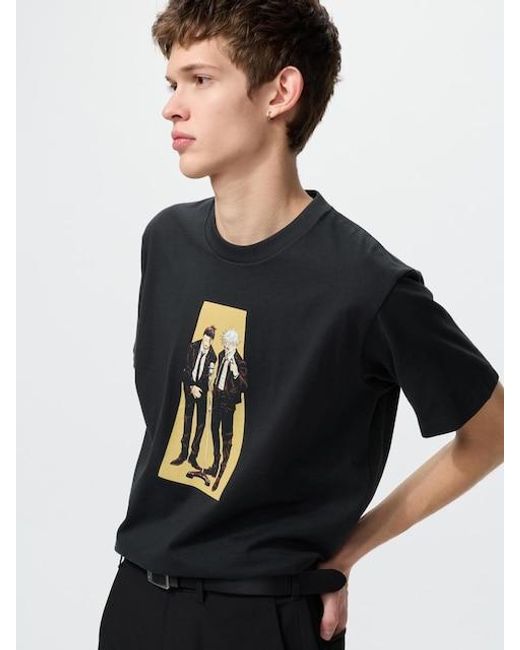 Uniqlo Black Manga Ut Shueisha 100Th Graphic T-Shirt (Jujutsu Kaisen) for men