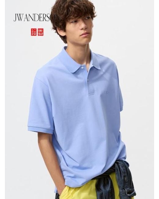 Uniqlo Blue Dry Piqué Polo Shirt for men