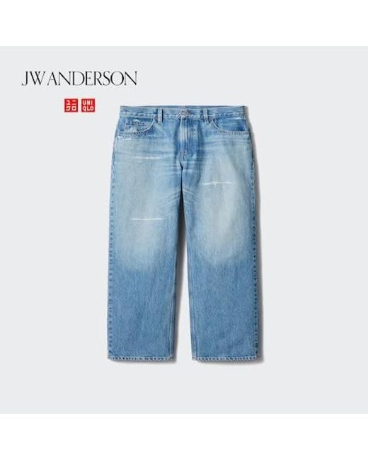 Uniqlo Blue Selvedge Straight Jeans (Distressed, Longer) for men