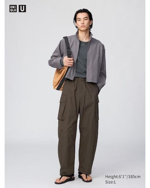 Uniqlo Gray Wide Cargo Trousers for men