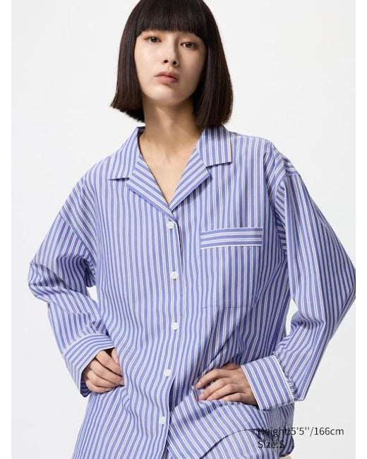 Pigiama Cotone A Righe di Uniqlo in Blue