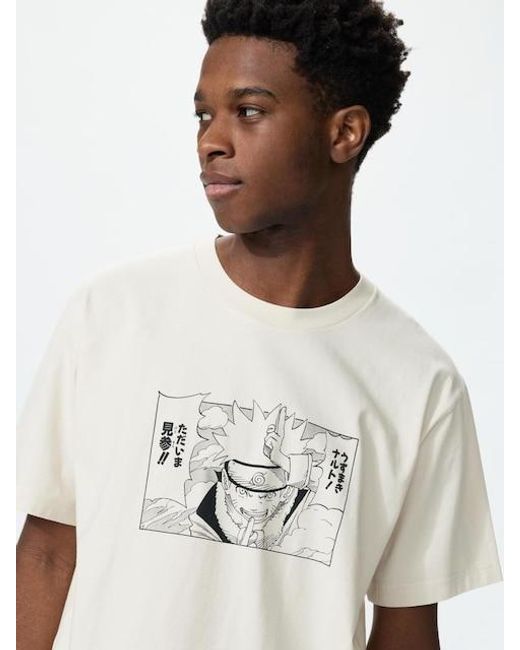 Uniqlo White Manga 100Th Ut Graphic T-Shirt (Naruto) for men