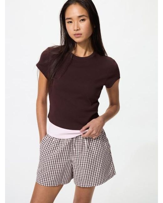 Uniqlo Purple Cotton Easy Shorts (Checked)