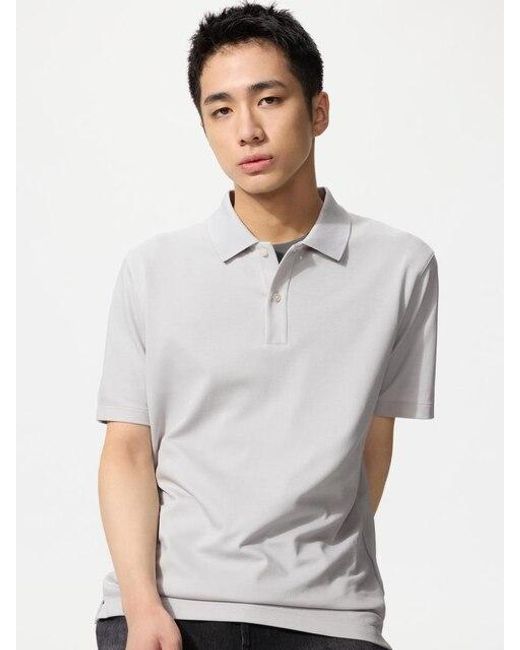 Uniqlo White Airism Cotton Piqué Polo Shirt for men