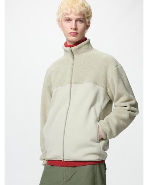 Uniqlo Natural Fleece Full-Zip Jacket (Colour Block) for men