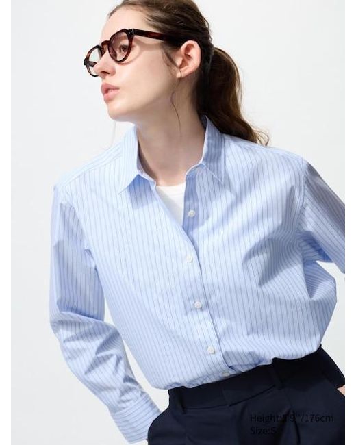 Uniqlo Blue Baumwolle Bluse (Gestreift)