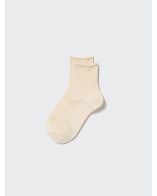 Uniqlo White Heattech Socks (Crew Frill)