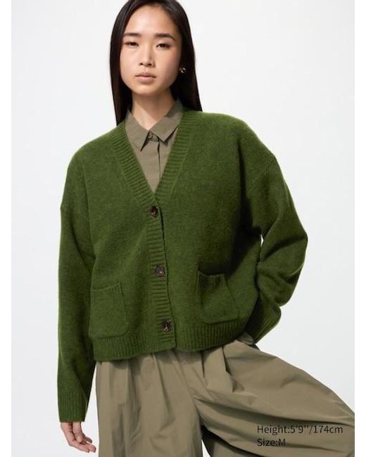 Cardigan Filato Soffice Taglio Corto di Uniqlo in Green da Uomo