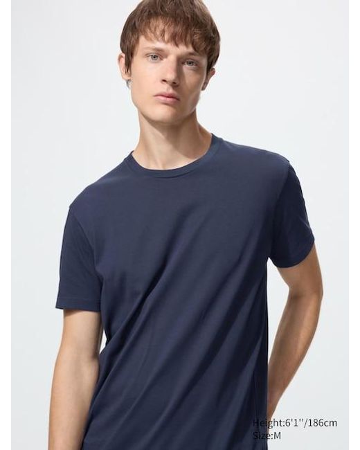 Uniqlo Blue Dry Colour Crew Neck T-Shirt for men