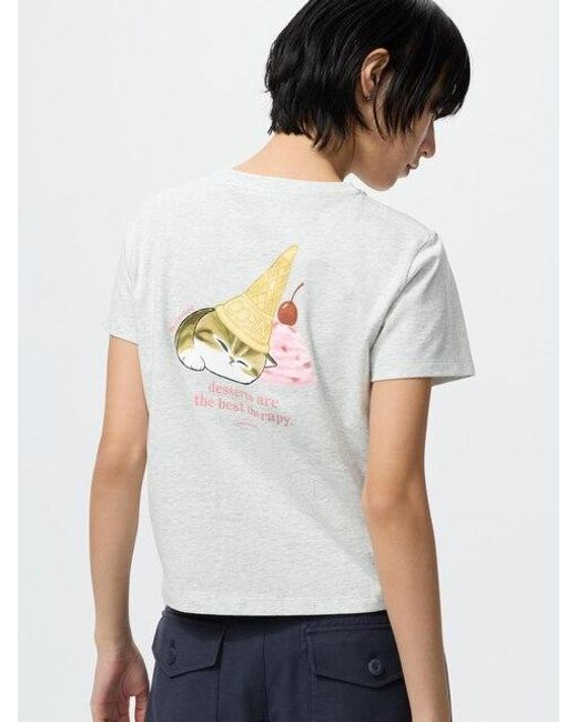 Uniqlo White Mofusand Ut Graphic T-Shirt
