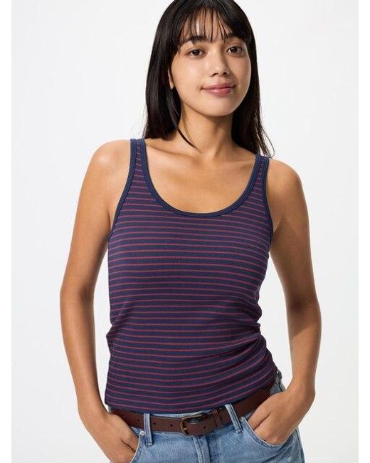 Uniqlo Purple Ribbed Sleeveless Top (Striped)