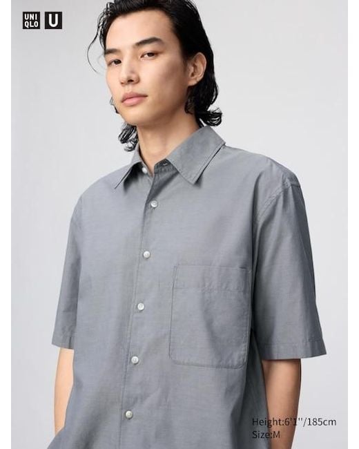 Uniqlo Gray Boxy Shirt (Short Sleeve) for men