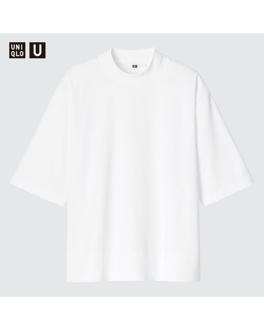 Uniqlo U oversized airism baumwolle halbarm t-shirt mit stehkragen in White für Herren