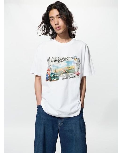 Uniqlo White Mario Kart World Ut Graphic T-Shirt for men