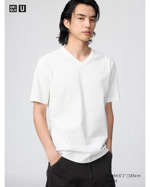 Uniqlo White V Neck T-Shirt for men