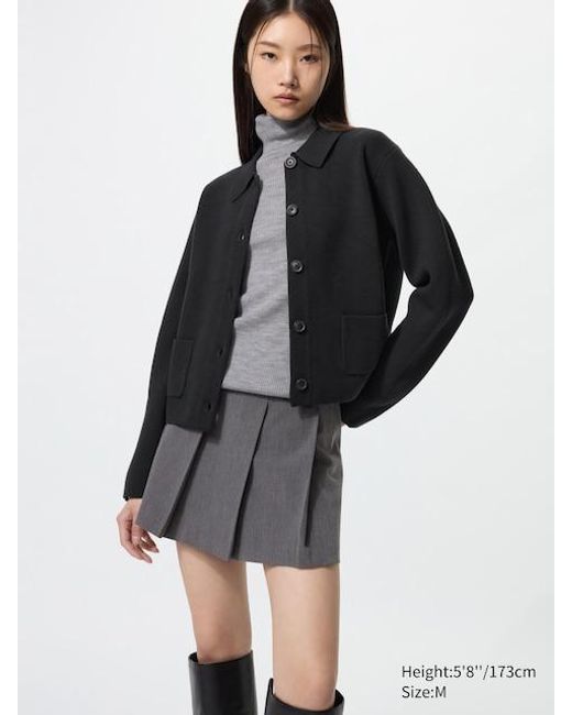 Uniqlo Black Milano Ribbed Knit Jacket