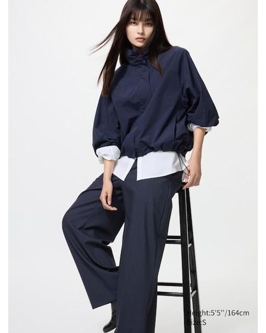Uniqlo Blue Smart Wide Trousers (Striped)