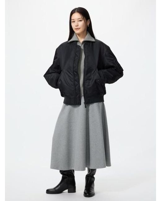 Uniqlo Black Brushed Jersey Flared Skirt