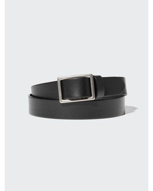 Uniqlo Black Italian Leather Slide Buckle Belt for men