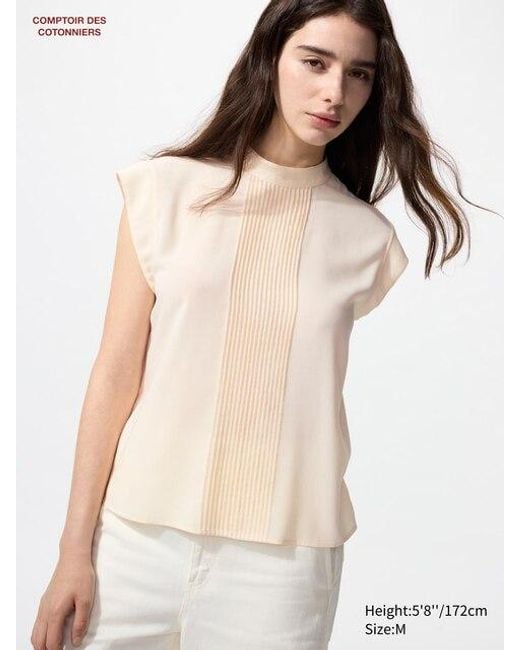 Uniqlo Natural Georgette Viskosemix Bluse (Ärmellos)