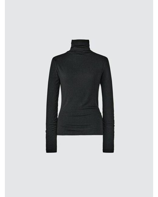 Uniqlo Black Heattech Extra Warm Cashmere Blend Turtleneck T-Shirt (Long Sleeve)