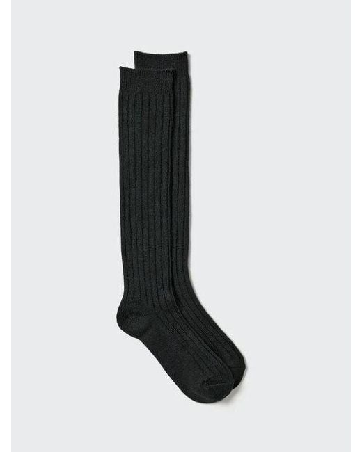 Uniqlo Black Heattech Knee High Socks (Ribbed)