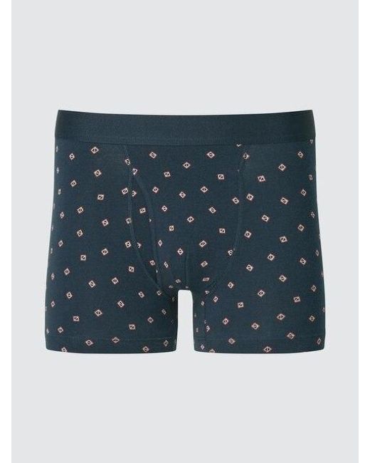 Uniqlo Blue Cotton Boxer Briefs (Printed) for men