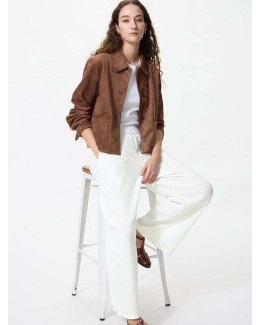 Uniqlo White Shirring Easy Trousers