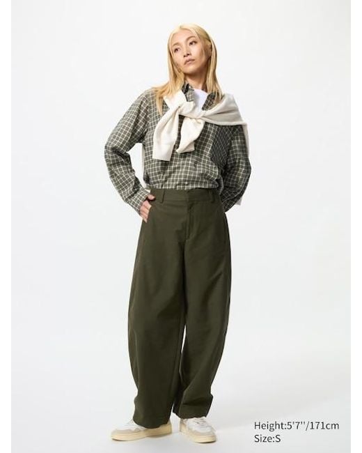 Uniqlo Green Jersey Barrel Leg Trousers