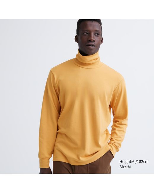 Uniqlo Baumwolle langarmshirt mit rollkragen in Gelb für Herren | Lyst DE