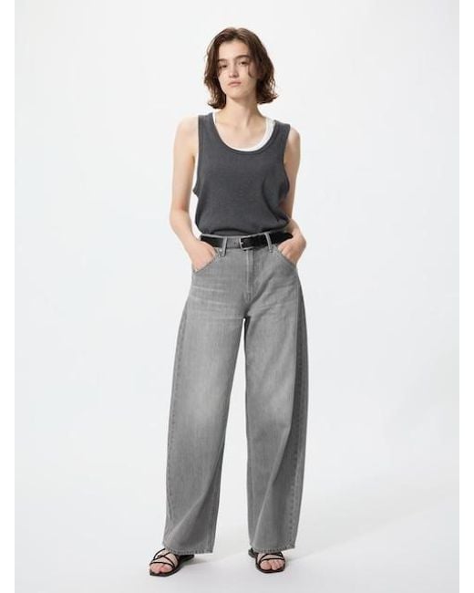 Uniqlo White Baggy Barrel Leg Jeans (Longer) for men