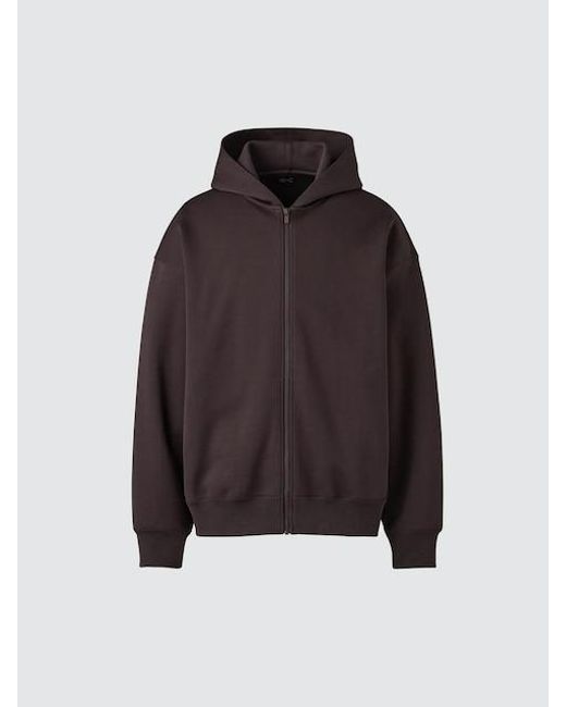 Uniqlo Brown Sweat Oversized Full-Zip Hoodie for men