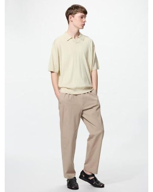 Uniqlo White Stretch Easy Ankle Trousers for men