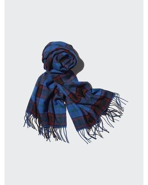 Uniqlo Blue Heattech Scarf (Patterned) for men