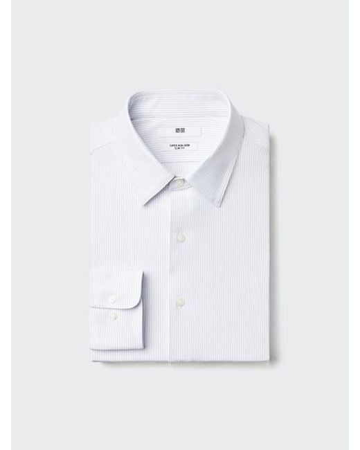 Uniqlo Blue Super Non-Iron Stretch Slim Fit Shirt for men