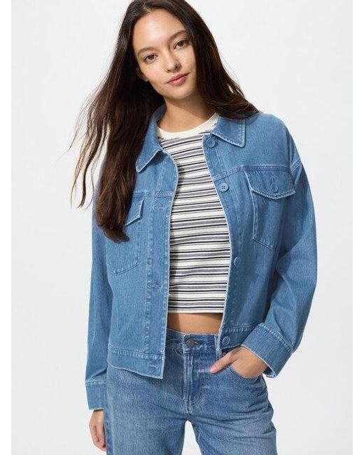 Uniqlo Blue Jersey Relaxed Jacket (Denim)