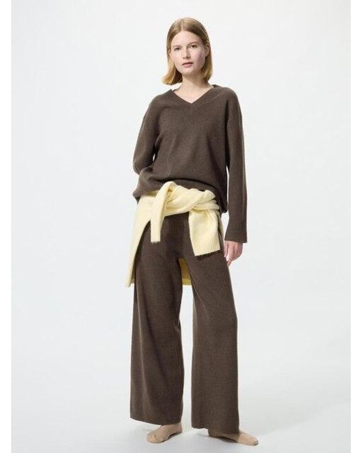 Uniqlo Brown Washable Knit Trousers (Smooth)