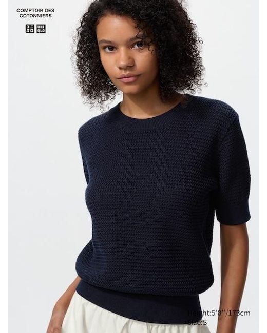 Uniqlo Blue Cotton Crew Neck Jumper (Short Sleeve)