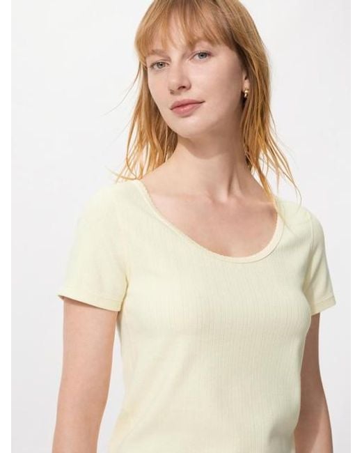 Uniqlo Natural Pointelle Round Neck Mini T-Shirt