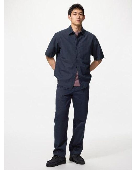 Uniqlo Blue Regular Fit Chino Trousers for men