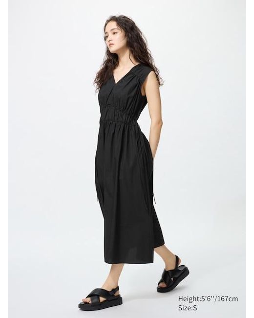 Vestito Cotone Arricciato di Uniqlo in Black
