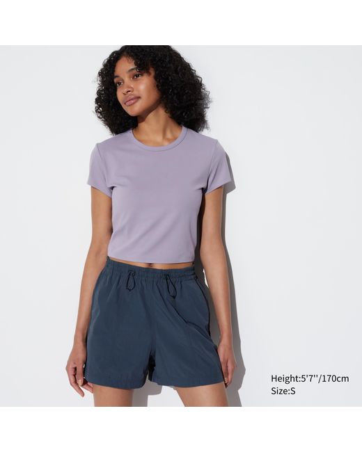 Uniqlo Blue Polyester cropped ultra stretch airism t-shirt