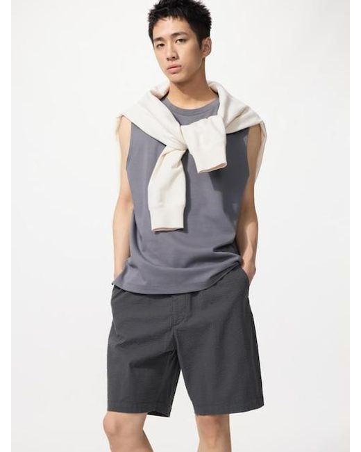 Uniqlo Gray Easy Stretch Shorts (Seersucker) for men
