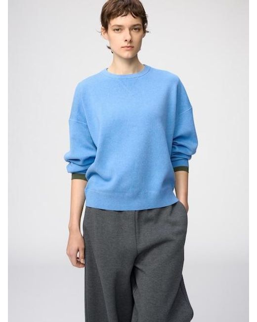 Uniqlo Blue Smooth Cotton Crew Neck Jumper