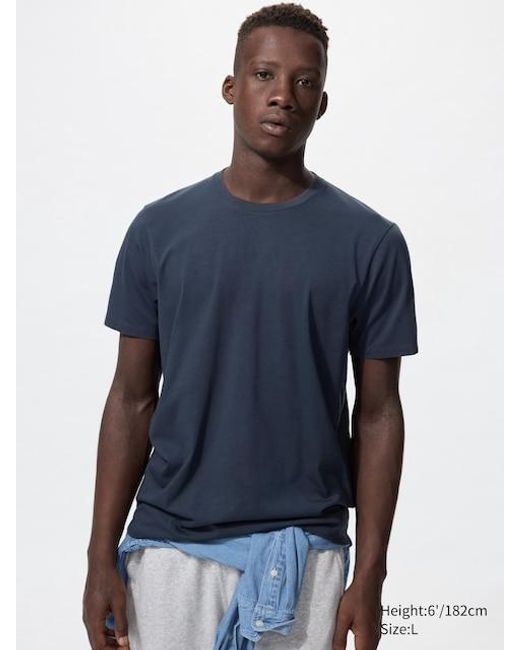 Uniqlo Blue 100% Supima Cotton T-Shirt for men
